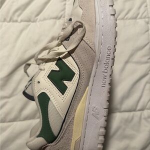 New Balance 550 cream and green